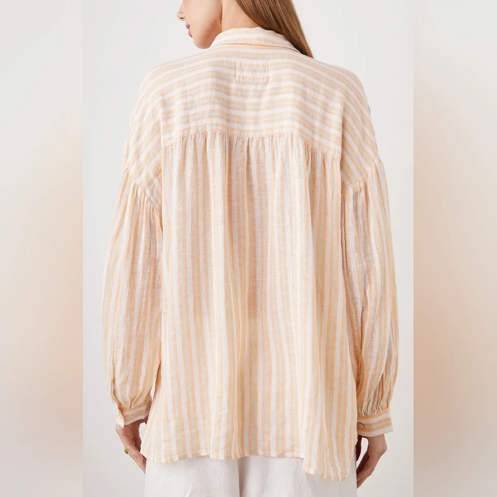 RAILS Clio Clementine Stripe Top Blouse Linen Eco XL Oversized NWT - Picture 5 of 6